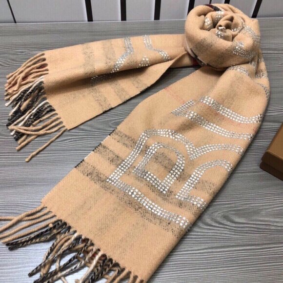 BURBERRY Reversible Crystal Logo Check Scarf Unisex - Picture 6 of 9
